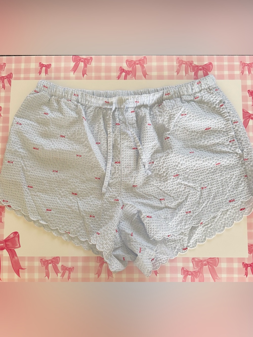 Seersucker Fish Shorts XXL